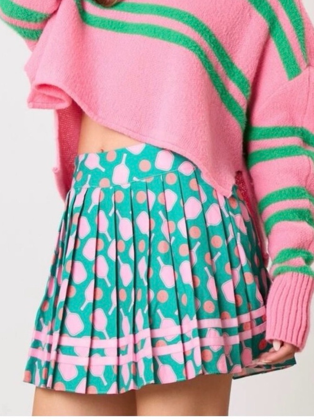 Peach Love Teal and Pink Printed Pleated Skort size L